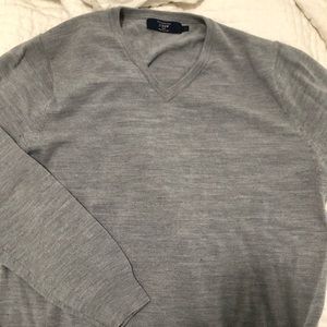 Gray 100% Merino J Crew V Neck sweater